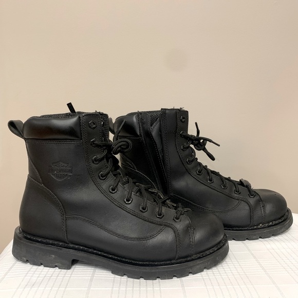 Harley-Davidson black leather biker boots men’s size 10W - Picture 1 of 8
